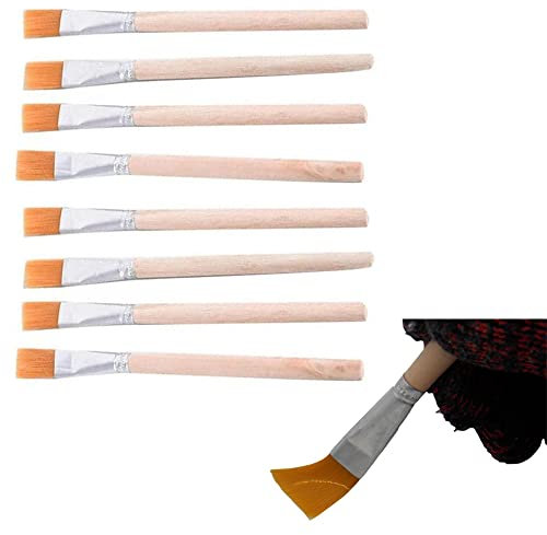 8 Pcs 11mm Wide Solder Flux Brush Set - Round Wooden Handle, Nylon Brush Head for Cleaning or Soldering Flux