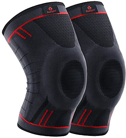 Kuangmi Sport Kniebandage mit Patella Gel Pads Seitenstabilisatoren,Medizinischer Knieschützer für Laufen, Meniskusriss,ACL,Arthritis,Gelenkschmerzlinderung (XXL, Upgraded Blue)