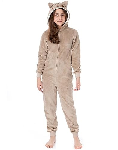 Pusheen the Cat Onesie Purr-fect For Girls | Kids Teens Pink All-Over Print Multi Brown Character OPTIONS Novelty Cat Pyjamas | Sherpa Fleece Hood with Zip