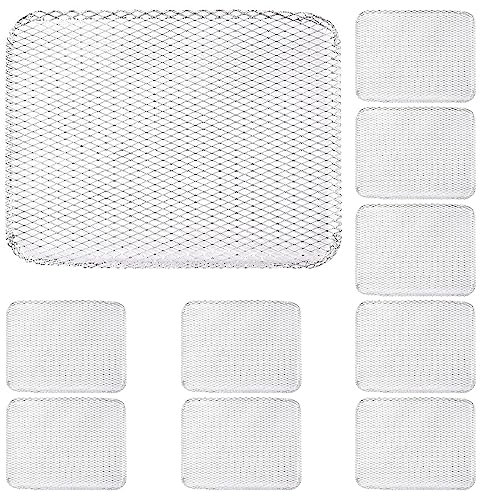 LNQ LUNIQI 10Pcs Disposable BBQ Grill Mesh Mat Aluminum Non-Stick Cooking Grid Grates Pad Baking Tools Outdoor BBQ Accessories for Outdoor Camping Barbeque Picnics Backyards