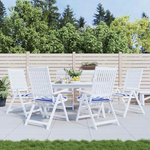 vidaXL Gartenstuhl Kissen 6 STK., Kissen für Gartenmöbel Hocker Sofa, Wasserabweisendes Sitzpolster, Sitzkissen Stuhlpolster, Blau Weiß Gestreift Stoff