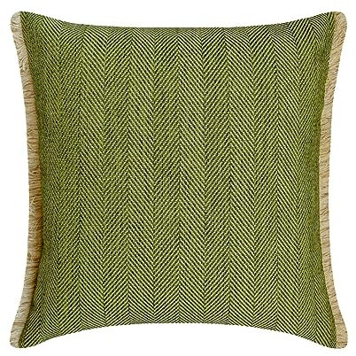 The HomeCentric Dekorativ Grün Kissen Überzüge, 45 x 45 cm Jute Kissen Strukturiert, Jute, Chevron, Spitze, Kissenhülle mit, Geometrisch Kissen, Modern Kissen Überzüge - Evergreen Jute