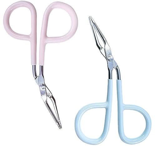 Lot de 2 pinces à épiler à sourcils en acier inoxydable avec poignée en ciseaux - Pince professionnelle pour épilation des poils et de la barbe