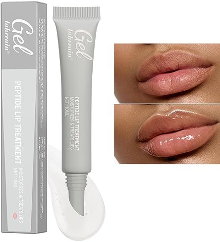 Lippenfüller, Lippengel für trockene Lippen, Feuchtigkeitsspendender Lippenbalsa, Lippenpflegegel mit Peptid für Mädchen und Frauen, Lippengrundierung für trockene Lippen, nährende