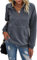 Ranphee Troyer Pullover Grau Damen Heibst Oversize Sweatshirt ohne Kapuze Kuschel Warmer Long Sleeve Moderne Basic Teenager Pulli mit Reissverschluss