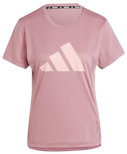 adidas Damen Run It Stripes Tee, preloved Crimson, M