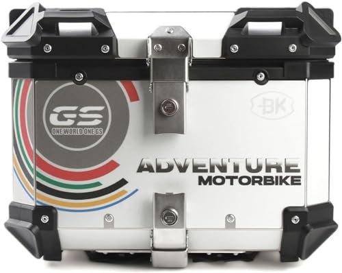 SEVSO Motorrad-Topcase, 36L, 45L, 55L, 65L Aufbewahrungskoffer Für Motorrad Motorradkoffer Für Gepäck Aluminium Top Case Universal Für Roller, Motorrad, Mofa & Quad,Weiß,65L