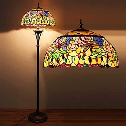 Bidesen 18 Tiffany-Stil Stehlampe, Vintage Stehlampe, handgefertigte Buntglasschirm Lampe, Schlafzimmer Nachttischlampe, Studie Tischlampe, Büro Tischlampe