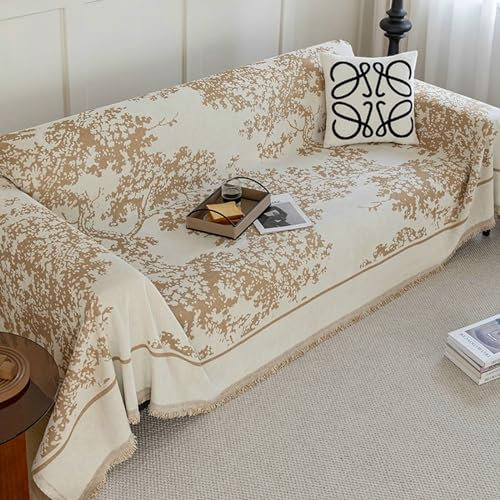 Ayoiow Sofabezug Decken Sofahusse Kaffee Sofahusse 4Sitzer Chenille Baummuster