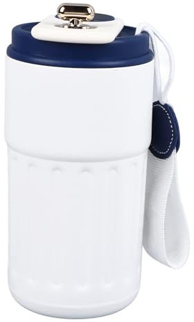 Botella de Agua Aislada, Pantalla Inteligente de Temperatura, Termo de Viaje Inteligente con Doble Aislamiento, Portátil de Acero Inoxidable 316 para Oficina (Blanco azul)