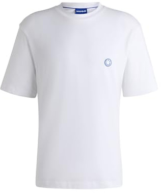 HUGO Herren Niley T-Shirt aus Baumwoll-Jersey mit Happy Logo Weiß L