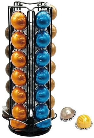 MaxMiuly Coffee Capsule Holder for Nespresso Vertuo Vertuoline Pod (35pcs),Coffee Capsule Stand Rotating Coffee Pod Holder Storage Rack (Black 35 pods)