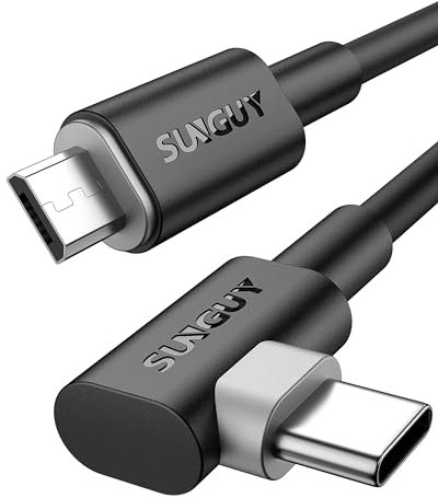 SUNGUY Cable USB C Micro USB OTG [2 piezas 1m] Cable de carga tipo C a micro USB con ángulo de 90 grados para Android, compatible con MacBook Pro/Air, Galaxy S21/S20/S10, Pixel 5/4/3 Kindle