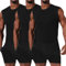 HOTCAT 3er Pack Herren Tank Top Unterhemd mit Rundhals-Ausschnitt aus Baumwolle Männer Schwarz