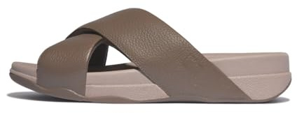 Fitflop Herren Surfer Mens Tumbled-leather Cross Slides Schiebe-Sandalen, Braun, 42 EU Weit