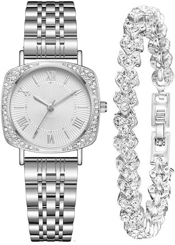 CIVO Damen Uhren Silber Armbanduhr: Analog Elegante Minimalistische Edelstahl Geschenkset