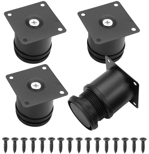 Rairsky 4 Pièces Pied de Meuble 5cm, Pied Meuble Reglable Aciers Inoxydables avec Vis, Pied Table Basse Noir, Pied Meuble Salle de Bain, Pied de Table Reglable Hauteur pour Chaises, Tables, Armoires