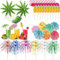 70 Stücke Cocktail Dekoration Drink Dekoration Spieße 3D Flamingo Ananas Papier Palme Geeignet für Partys Geburtstagsbars Getränke Usw (Mehrfarbig)