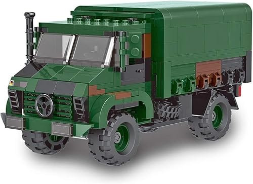 MASUSE Militär Panzer Transporter Bausteine Bausatz, 411 Klemmbausteine, WW2 LKW 2T GL Militär Panzerträger LKW Modell 1:30, Konstruktionsspielzeug für Erwachsene und Kinder