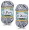 Uiopa Metallic T-Shirt Garn, 2 x 100g(2 x 45m) Bändchengarn Polyester Häkelgarn, Dickes Garn Crochet Yarn für Häkeltaschen, Körbe, Teppiche, Heimdekoration, DIY-Projekt (Dunkelgrau)