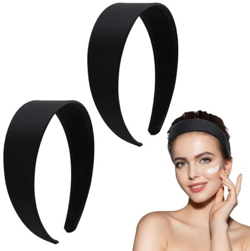 2 PCS 4cm Breiter Haarreif, Haarreifen Damen Breite, Schwarz, Klassisches Basic Schwarz Band Haarband für Damen, Vielseitiges Stirnband aus Material, Elegantes Accessoire für Jeden Anlass