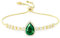 Linawe Gold Armband Damen Tennisarmband Smaragd Grün Armbänder, Fossil Edelstein Diamant Kristall Armband Set, Damenarmband Armkette Handkette Damen, Goldenes Bracelet Jewelry