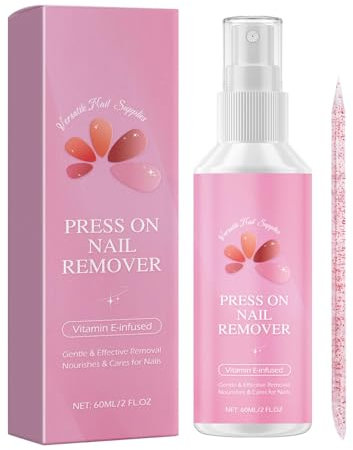 Nail Glue Remover Kit, 60ml Nagelkleberentferner Für Drucknägel, Gel-Nagelreiniger Nagelspitzen Kunstnagel Acryl Gefälschter Nagelkleber Falscher Nagelentferner Gel Nägel Sanfte Formel