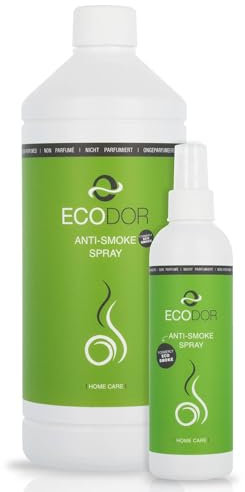Ecodor EcoSmoke 1250ml Eliminador de Olor a Humo | Elimina el Olor a Humo | Neutraliza Olores de Tabaco y Quemado | Spray Anti-Humo 100% Orgánico | Elimina la Nicotina | Enzimas Vegetales