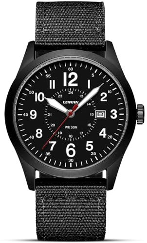 LN LENQIN Uhren Herren Herren Uhr Militär Uhr 30M wasserdichte Armbanduhrherren Analog Quarzuhr für Männer mit Datum Sportuhr Nylon Band Taktische Uhr