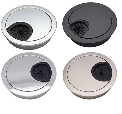 Sandyseptember Passe-câbles de bureau avec œillets en métal pour ordinateur, table de bureau (noir, 53 mm)