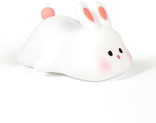 One bird (Rabbit nightlight) Cute Night Light for Kids - Food - Grade Silicone, Type - C Charging, Modes Switchable by Kneading - Ideal for Babies' & Children's Rooms