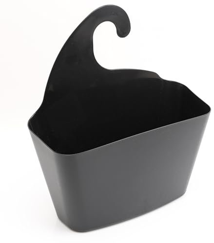 DIVCHI Bathroom Storage Caddy Basket with Self-Draining Design, Easy-to-Clean Shower Organiser Plastic Hanging Wall Organizer for Toiletries (Black)