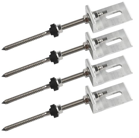 Jotekonoby Lot de 4 vis de fixation M10 pour panneau solaire avec adaptateur d'angle en L pour toit en tôle trapézoïdale en acier inoxydable 200/250 mm Hauteur réglable (200 mm)