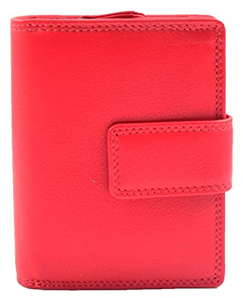 Womens Premium Leather Purse Bi-Fold Multi-Card Slots Cash Coins Wallet HOL311 (Red)