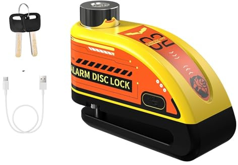 Antivol de sécurité Cadenas Rechargeable pour Moto, Alarme antivol à Disque 130 DB, Alarme pour Moto Antivol de Guidon(Set U)