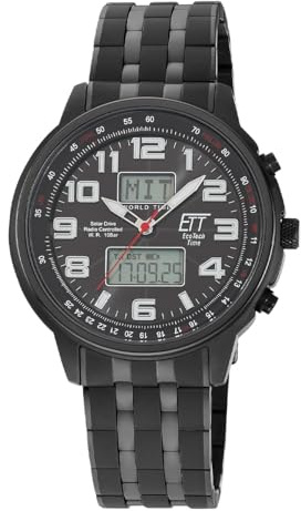 ETT Eco Tech Time Funk Solar Herren Uhr Analog mit Edelstahl Armband EGS-11736-22M