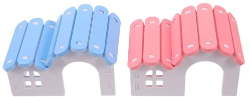 Levemolo 2 Stück-Pack Hamsterhaus aus Leichtem PVC mit Rosa und Blauem Hamsterversteck Einfach zu Reinigen als Schlafnest für Hamster und Rennmäuse im Käfig