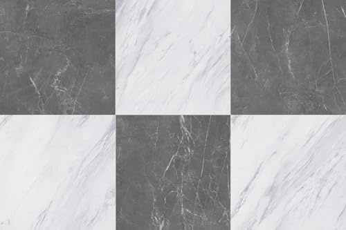 FlorExp Peel and Stick Floor Tiles,Light Gray Marble,30 Tiles 2.8㎡ | Coating Surface / Durable / Pets Friendly / Anti-slip / Bathroom / Kitchen / Hallway / 1.5mm Thick