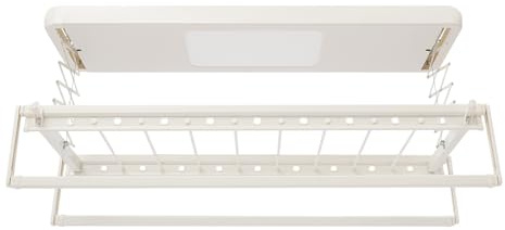 PHOYUXM Tendedero eléctrico para montaje en techo, secadora de techo con mando a distancia, secadora con luz, longitud ajustable 130-215 cm, altura retráctil 110 cm