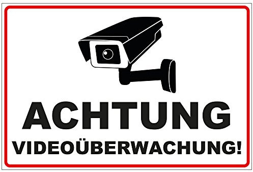 Schild Achtung Videoüberwachung aus Alu/Dibond 300x200 mm - 3 mm stark