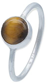 mantraroma Ring Damen Silber 925 Tigerauge Edelstein braun schlicht modern