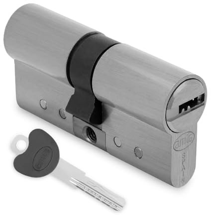 Amig - Cilindro de seguridad - Cerradura para puertas - Antiganzúa y Antibumping - Bombín Antiextracción y Antirotura - Incluye 5 llaves - Plateado mate - Medidas: 90 (45-45) mm