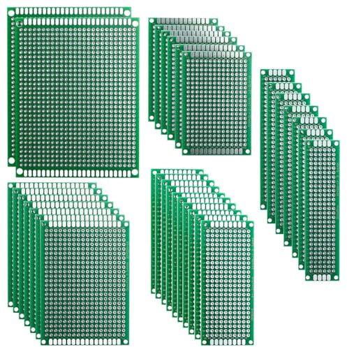ELEGOO 32 Piezas Placa PCB Kits con 5 Tamaños, Placas de Circuito Impreso de Doble Cara, Breadboard soldable, Prototipo Kit Board PCB para DIY Proyectos Electrónicos Compatibles con Arduino