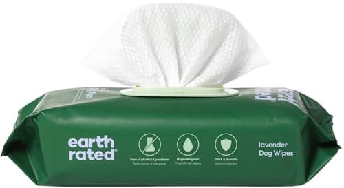 Earth Rated Lingettes hypoallergéniques pour Chiens, nettoyantes et Anti-odeurs, pour Pattes, Corps et arrière-Train, parfaites pour Chiots et Chiens Adultes, Parfum Lavande, 100 lingettes