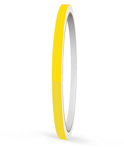 Motoking Strisce Decorative, Giallo Lucido, 10 mm Larghezza, 10 m Lunghezza, RAL 1021, Adesivo Pellicola Foglio Auto Barca Moto Camper Autocaravan