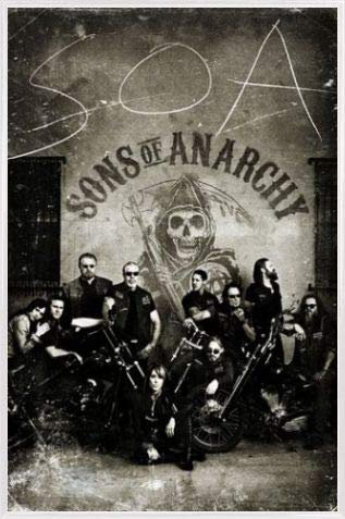 1art1 Sons of Anarchy Poster Plakat | Bild und Kunststoff-Rahmen - SOA Biker, Vintage (91 x 61cm)