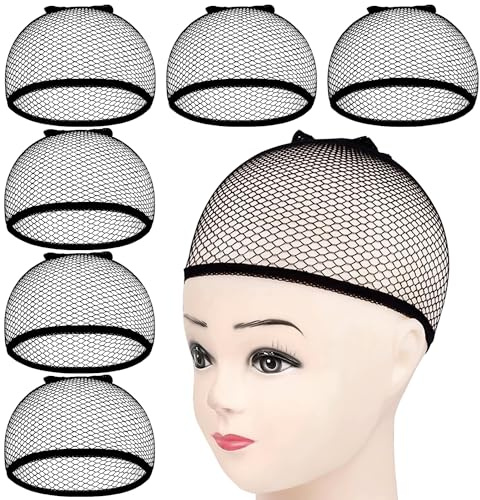 MORGLES Mesh Wig Caps 6 Pack, Closed End Black Hair Nets for Women Men