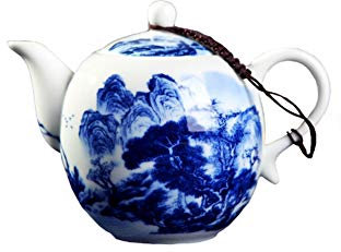 Cinese Jingdezhen Teiera Antica ad Alta capacità Dipinta a Mano Teiera in Ceramica di Porcellana Blu e Bianca - No.22