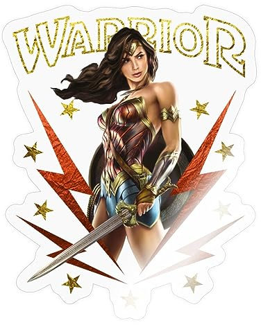 Spreadshirt Warner Bros Wonder Woman Mit Schwert Warrior Sticker, max. 10 x 10 cm, 10 x 10 cm, Transparent glänzend