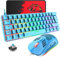 T60 UK Layout 60% Mechanical Keyboard and Mouse Set, Compact 62 Keys Mini Wired Gaming Keyboard 19 Rainbow Backlit + 6400DPI RGB Ultra-Light PC Gaming Mice + Mouse Pad For Laptop/MAC-Blue/Blue Switch
